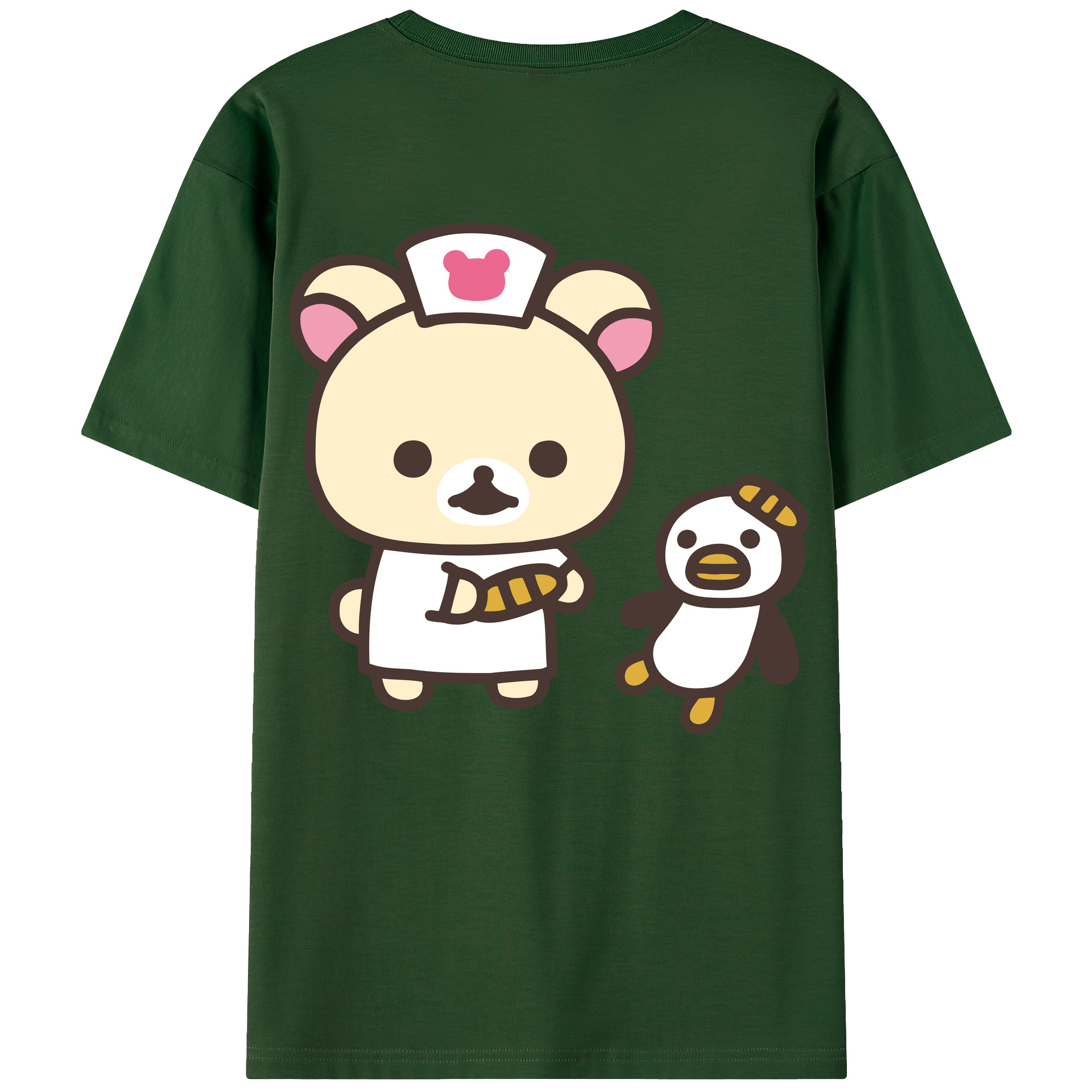 （画像用） リラックマ リラックマ キイロイトリ Rilakkuma Korilakkuma Kiiroitori 綿100％半袖Tシャツ（背面プリント）